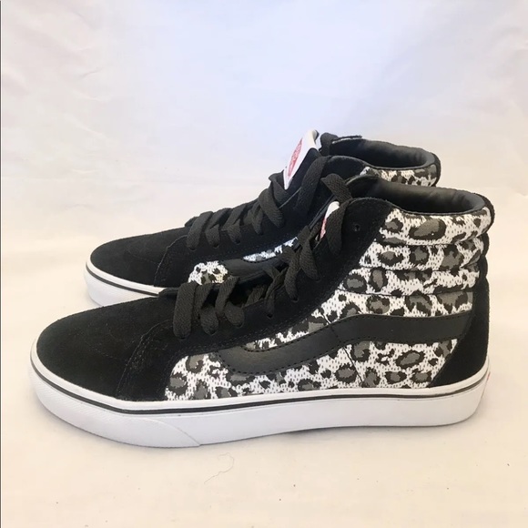 Vans SK8- Hi Slim Cheetah Print Suede Skate Shoes Black/ Grey M9/ W10.5 - Picture 11 of 13
